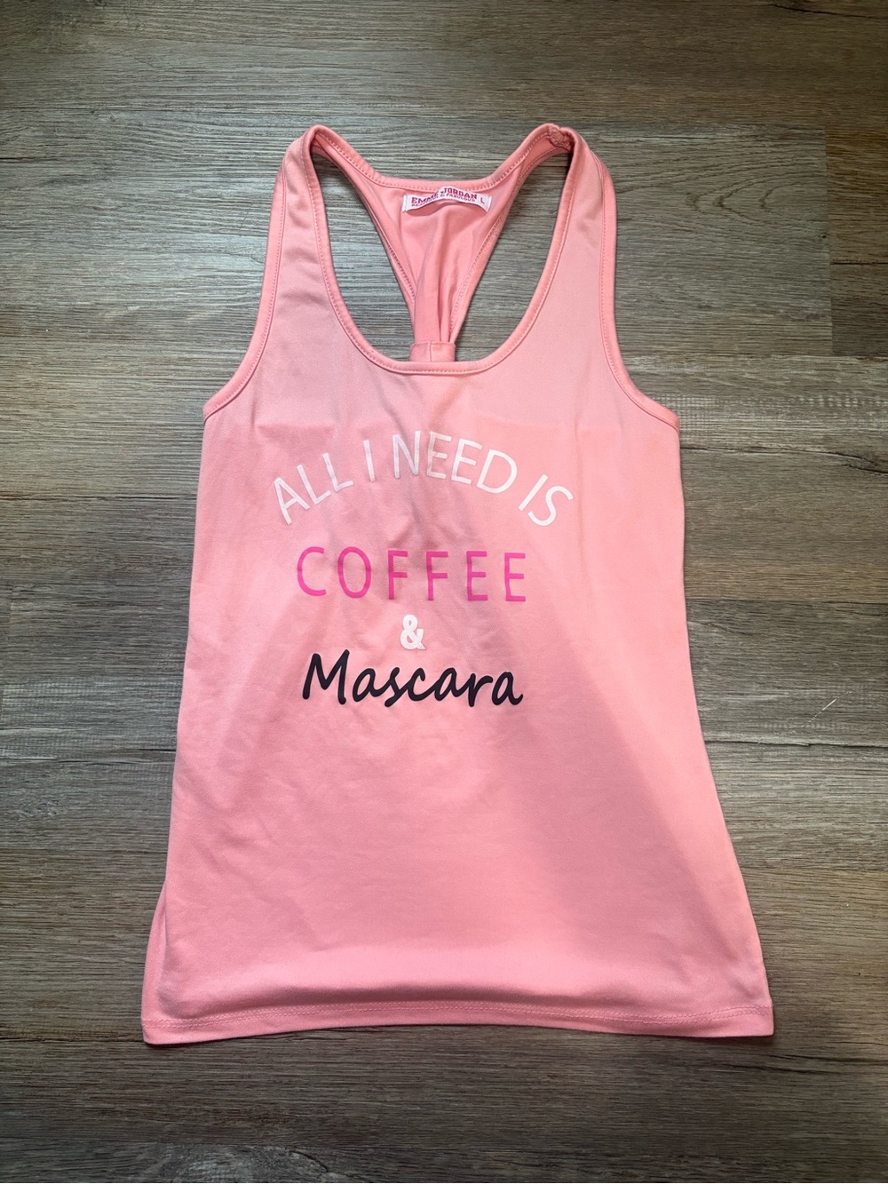 Pink 'All I Need Is Coffee & Mascara' Racerback Tank size L
